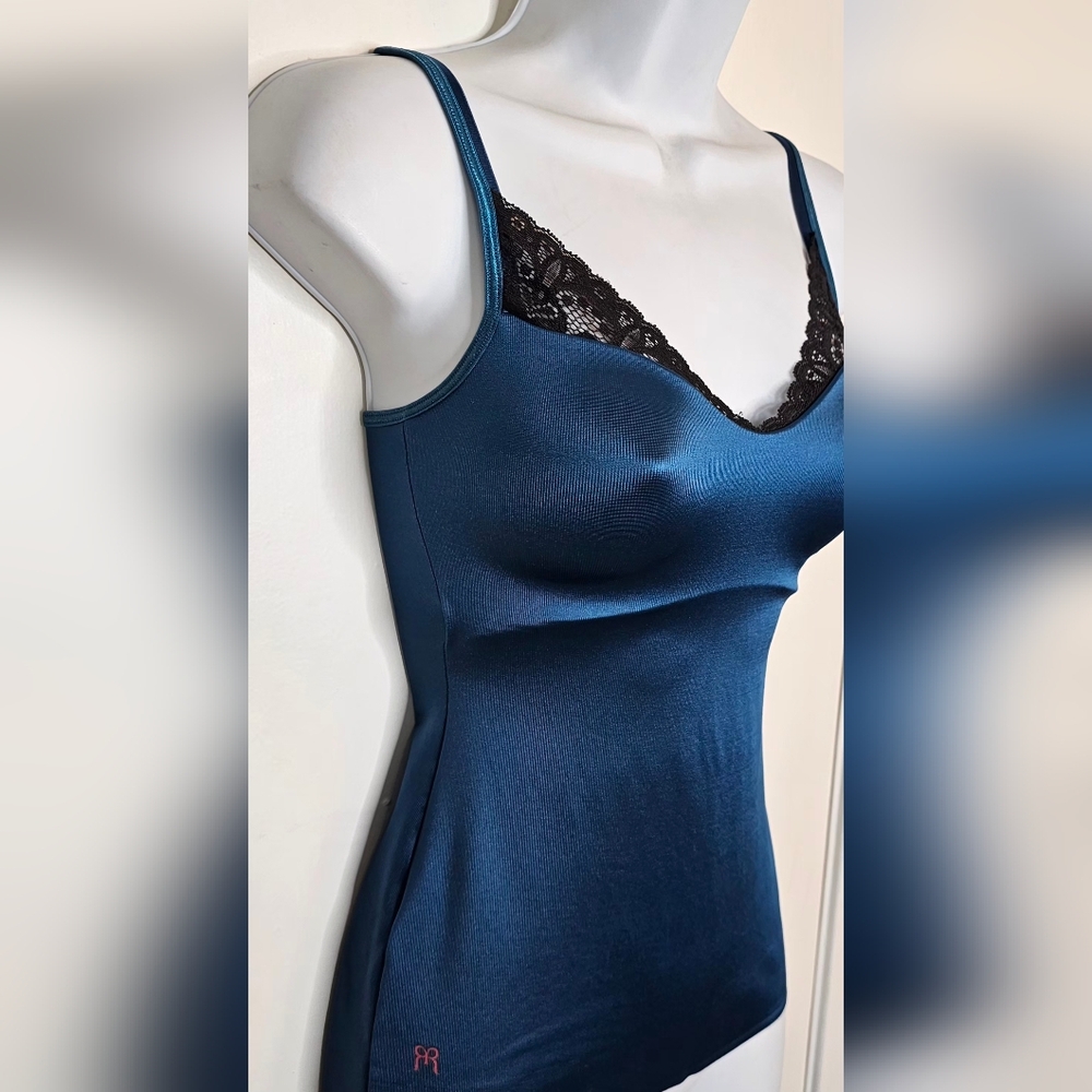Ruby Ribbon Size 32 Teal Blue Lace Trim Camisole Tank Shaping Cami - Picture 4 of 13